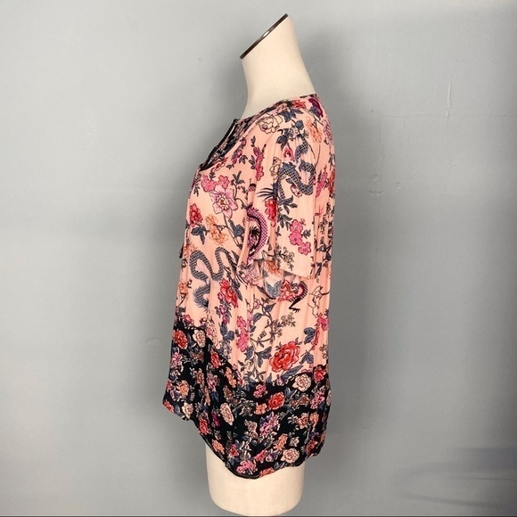 𝅺hippie Laundry Floral Dragons Tassel Tie Shirt - Picture 6 of 15